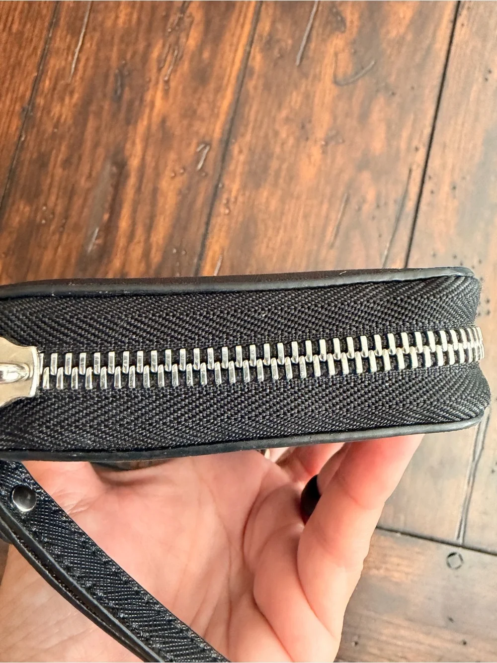 Michael Kors Black Saffiano Zip-Around Wristlet Wallet with Gold Logo